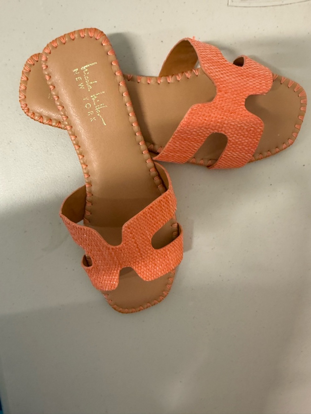 Nicole Miller Coral-Orange Slide Sandals size 6.5